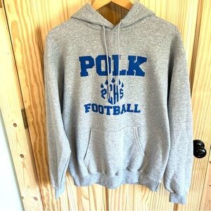 Champion Authentic Polk Football  Gray Hoodie. Size Large.